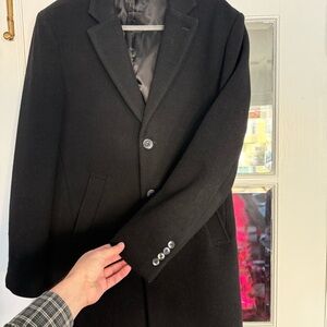 Calvin Klein X Slim Fit Men's Wool-Blend Black Coat